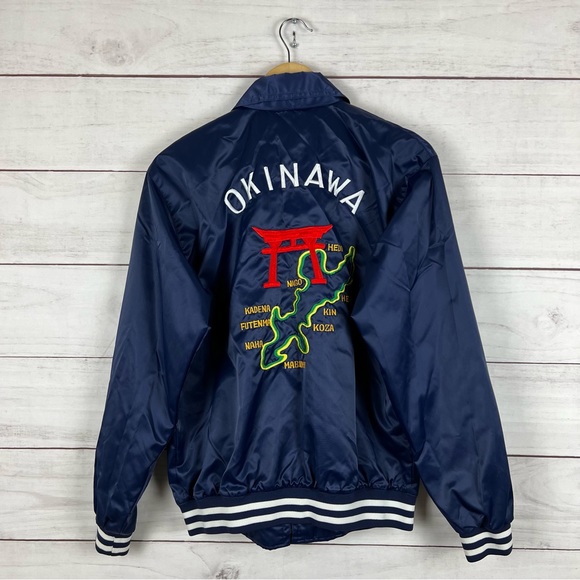 Vintage 70s Okinawa Japan Souvenir Satin Jacket Medium